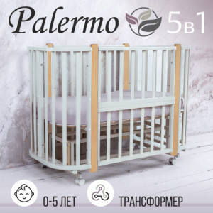 Кроватка-трансформер Sweet Baby Palermo 5 в 1 с маятником Белый/Натуральный