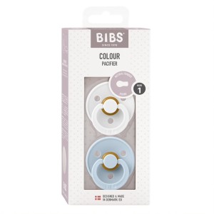 Набор пустышек латексных BIBS Colour, 2 шт. - White/Baby Blue, 6+ мес.