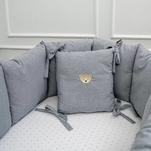 Набор 4 предмета для овальной и прямоугольной кроватки "Сканди ", цвет серо-голубой, 8001/1