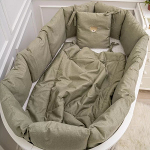 Набор 4 предмета для овальной и прямоугольной кроватки "Сканди ", цвет оливковый, 8001/3