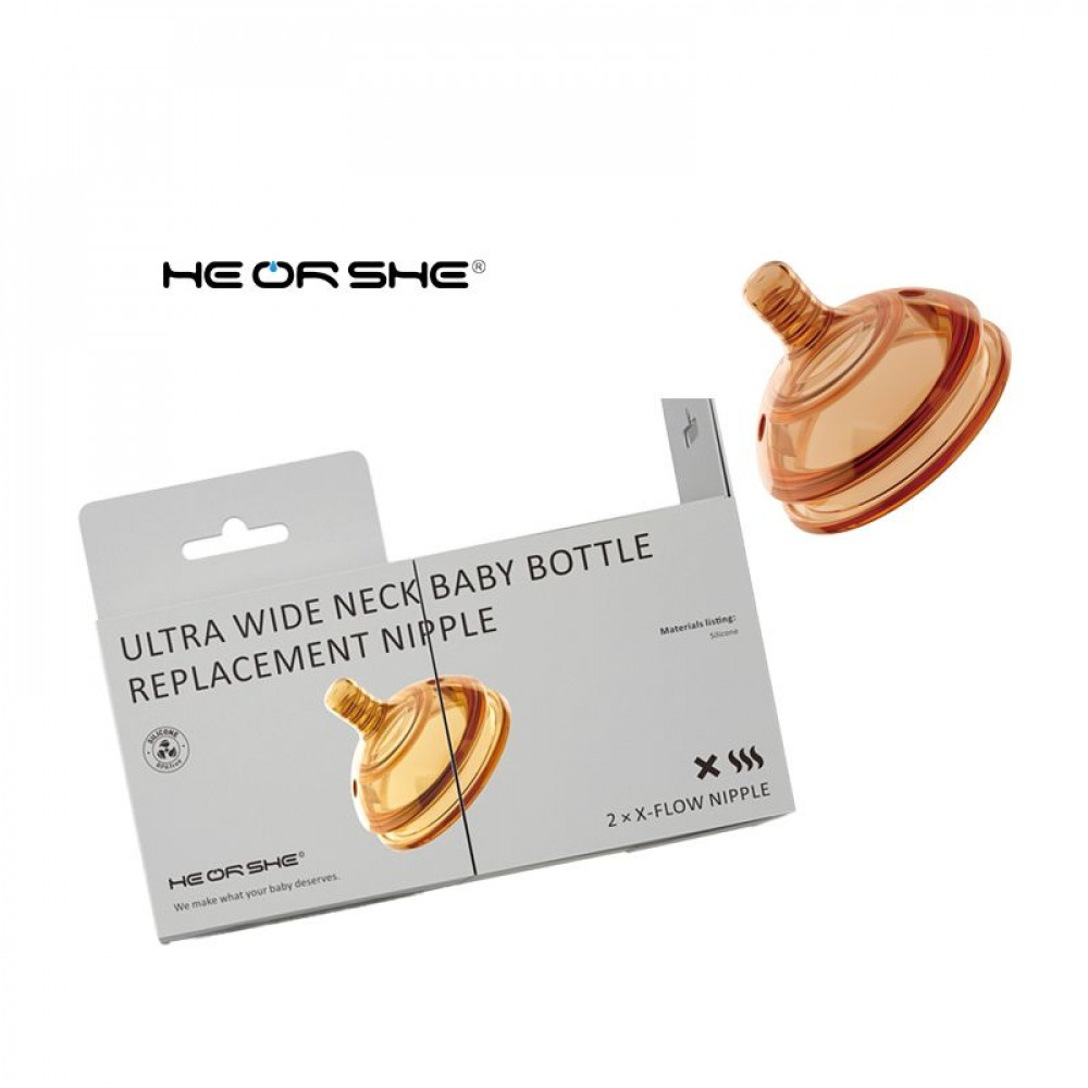 1 Соска-пустышка (F) из 100% силикона HEORSHE, средний поток, для детей от 6мес и до 3лет, в наборе по 2шт/упак