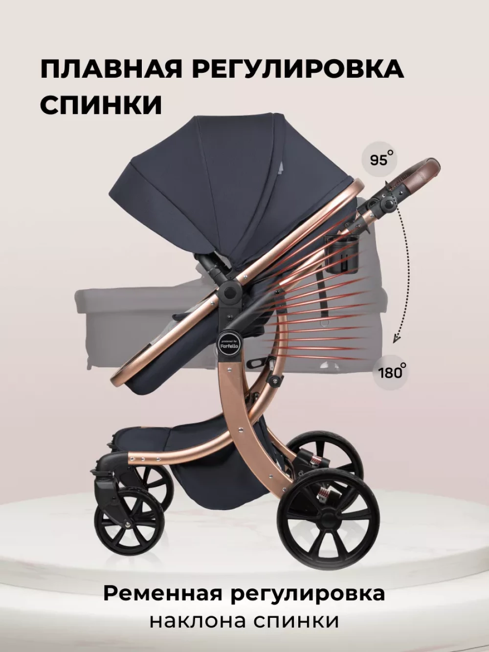 Коляска-трансформер Farfello Aimile Original New Gold 2 в 1 черное золото