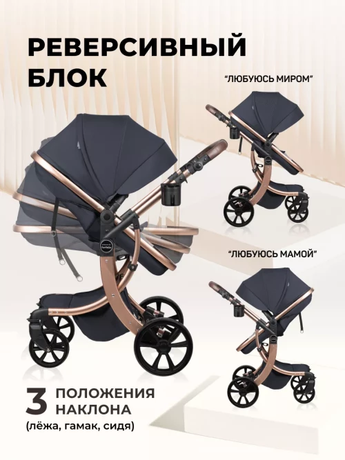 Коляска-трансформер Farfello Aimile Original New Gold 2 в 1 черное золото