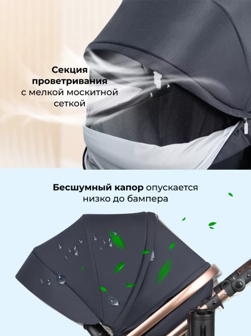 Коляска-трансформер Farfello Aimile Original New Gold 2 в 1 черное золото