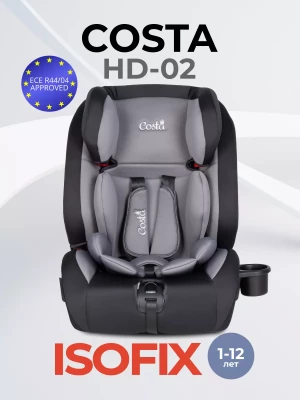 Автокресло Costa HD-02 isofix 1/2/3 (9-36кг) Grey/black