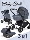 Коляска 3 в 1 Farfello Baby Shell Greige/Серый ч/р