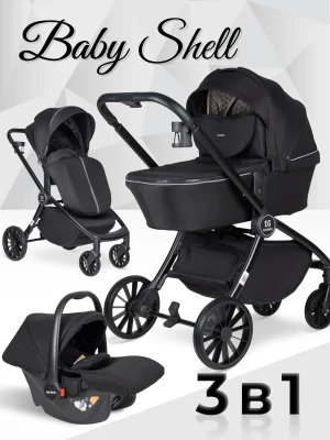 Коляска 3 в 1 Farfello Baby Shell Black ч/р