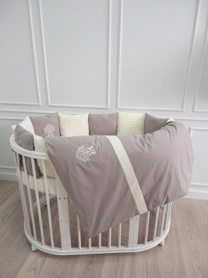 К-т 6пр.для овальной и прямоугольной кроватки "Organic baby cotton" цв.бежевый 6116/4