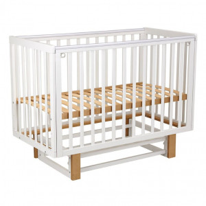 Кроватка Polini kids Simple 341 120*60 с маятником белый-дуб крафт золотой
