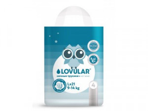 LOVULAR Трусики-подгузники HOT WIND ночные, L, 9-14 кг, 21 шт/уп