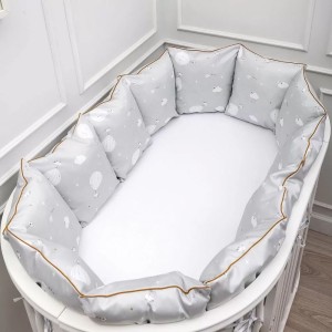 Набор 6пр.для овальной и круглой кроватки "Сказочный полет" цв.серый 6145/5