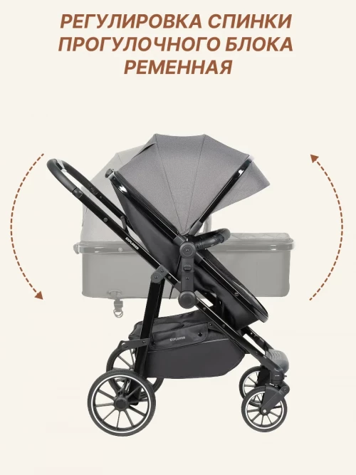 Коляска-трансформер Farfello Explorer 2 в 1 grey 