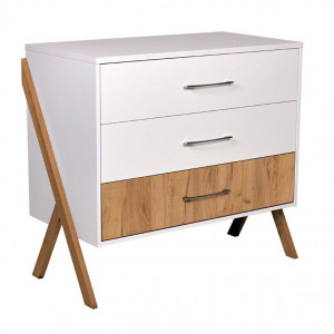 Комод Polini kids Porto 2200 белый-дуб крафт золотой