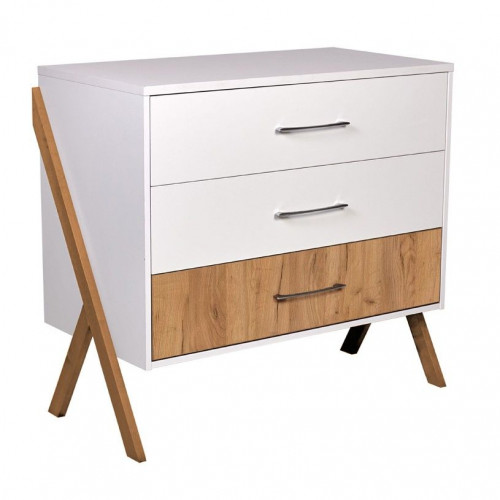 Комод Polini kids Porto 2200 белый-дуб крафт золотой