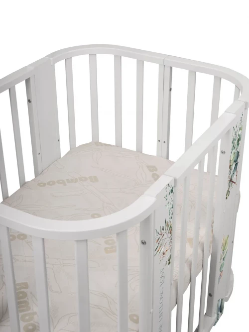 Кроватка-трансформер Indigo Baby Line 5 в 1 с маятником 100*70 / 140*70 (закругленный) листочки