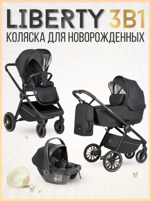 Коляска 3 в 1 Farfello Liberty Black magic