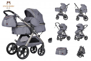 Коляска-трансформер Ining Baby X1-S PRO 3 в 1 grey