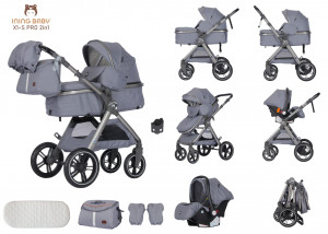 Коляска-трансформер Ining Baby X1-S PRO 3 в 1 grey