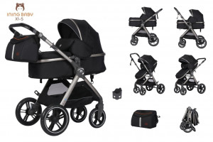 Коляска-трансформер Ining Baby X1-S PRO 3 в 1 black