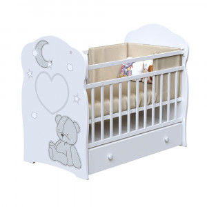 Кроватка ВДК Bear And Moon 120*60 с маятником белый