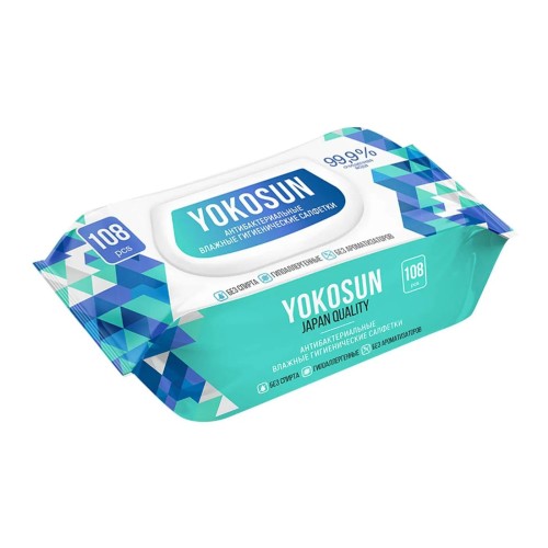Влажные салфетки YokoSun антибактериальные, 108 шт (18уп/кор)