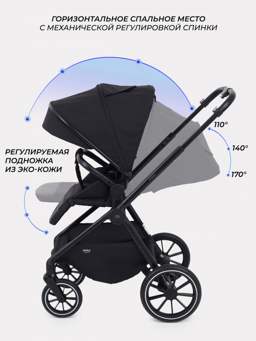Коляска 2 в 1 MowBaby Amber MB067 Black