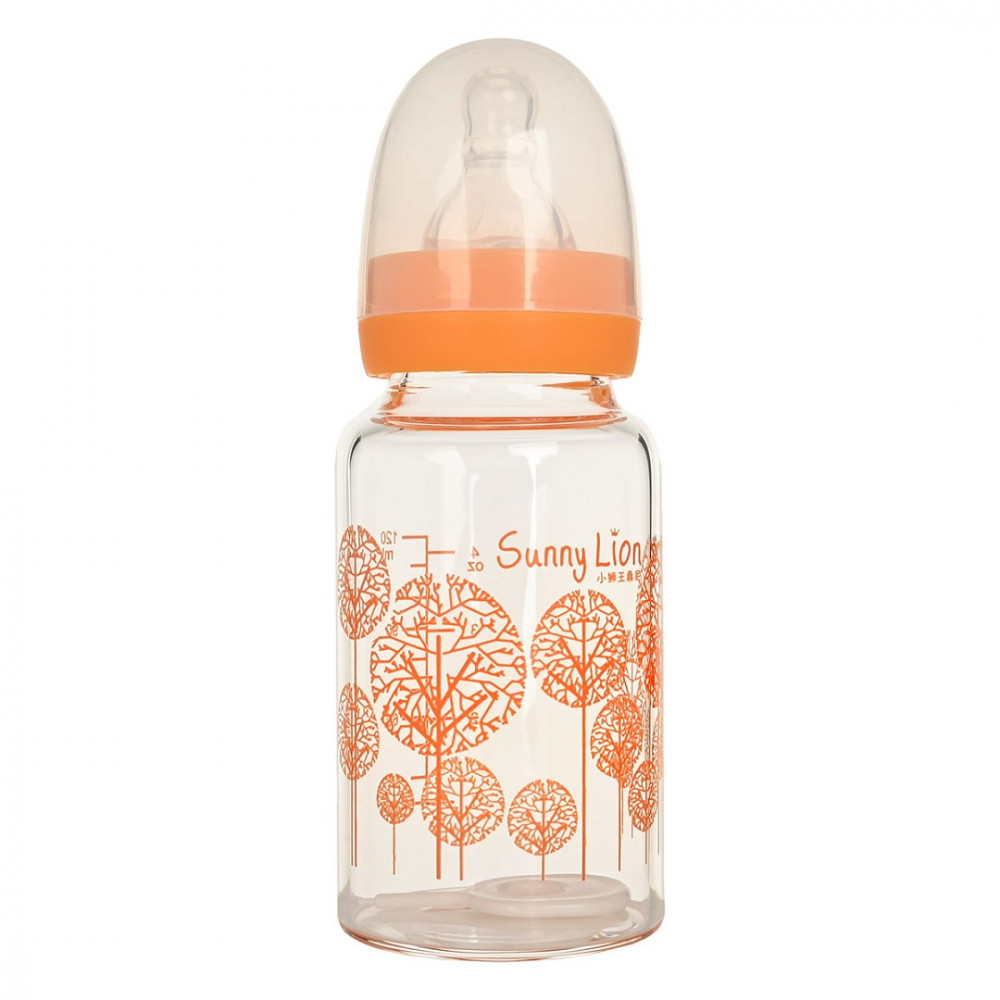 Бутылочка для кормления Pituso (стекло) станд горло 120 мл orange 