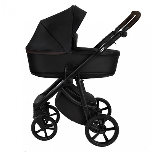 Коляска 2 в 1 Roan Esso Leather Black /Black/ Тем.коричневый
