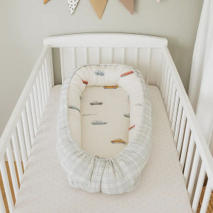 Подушка-гнездышко "Маленький гонщик" цв.серо-голубой 4153 - фото 1