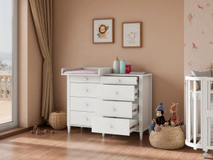 Комод Lunna Astin 120/8 МДФ на колесах белый