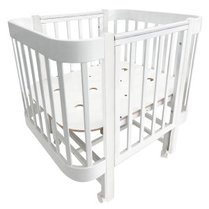 Кроватка-трансформер Indigo Italiano Baby 140*70 и 90*70 с маятником на колесах белый