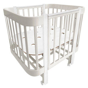 Кроватка-трансформер Indigo Italiano Baby 140*70 и 90*70 с маятником на колесах кашемир белый