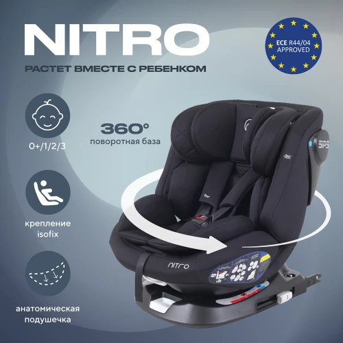 Автокресло Rant UB619 Nitro New isofix 0/1/2/3 (0-36 кг) Black