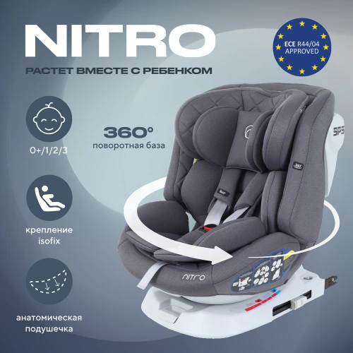 Автокресло Rant UB619 Nitro New isofix 0/1/2/3 (0-36 кг) Grey