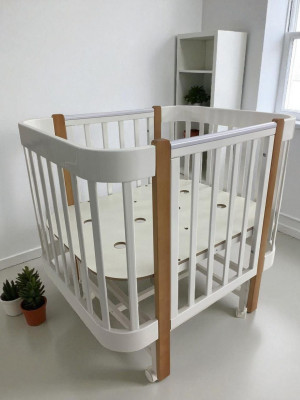 Кроватка-трансформер Babyway Облачко 3в1 с маятником белый бук