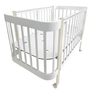 Кроватка-трансформер Babyway Облачко 3в1 с маятником белый кашемир