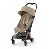 Коляска прогулочная Cybex Coya Rosegold Cozy Beige с бампером и дождевиком