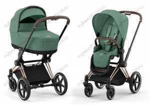 Коляска 2 в 1 Cybex Priam IV Rosegold Leaf Green