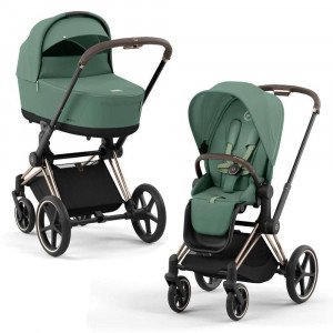 Коляска 2 в 1 Cybex Priam IV Rosegold Leaf Green