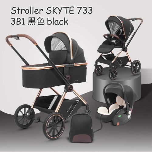Коляска 3 в 1 Luxmom Skyte 733 чёрный