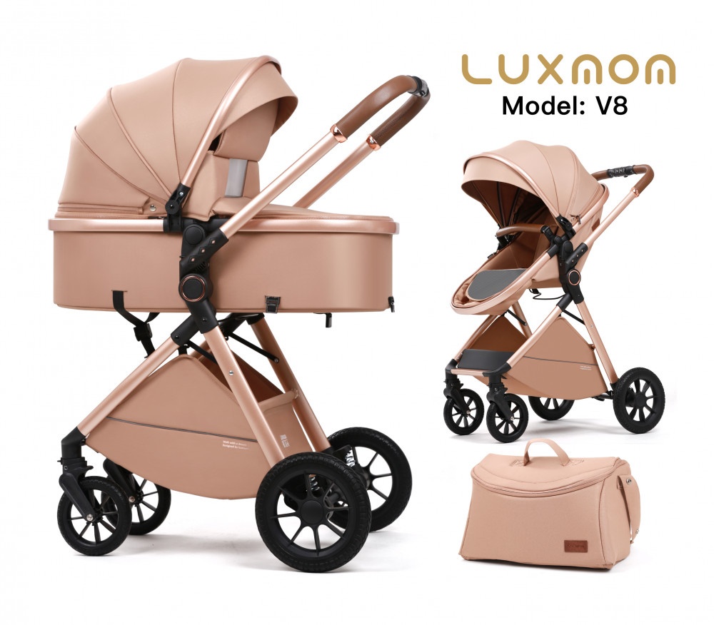 Коляска-трансформер Luxmom V2 (V8+C) 2 в 1 коричневый