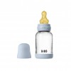 Стеклянная бутылочка для кормления латексной соской, медленный поток BIBS - Baby Blue, 120 мл