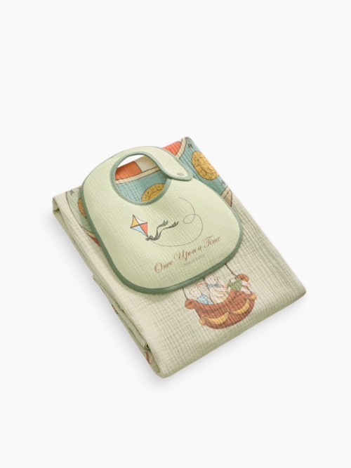 Набор Happy Baby пеленка и нагрудник mint