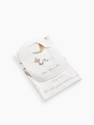 Набор Happy Baby пеленка и нагрудник milky