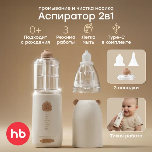 Назальный ирригатор Happy Baby с функцией аспиратора (bear, 40102) - фото 1