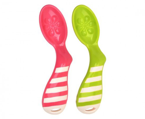 PITUSO Ложка с изгибом анатомическая 2 шт Green/Pink (Зеленый+Розовый) (уп/24шт)