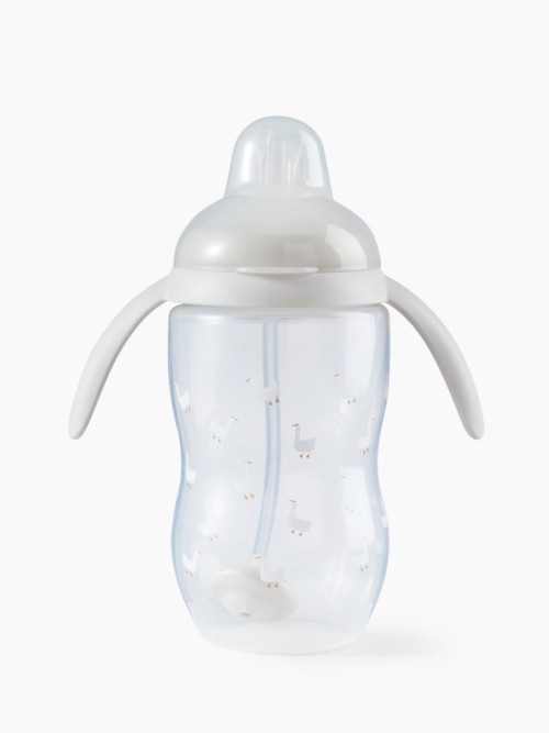 Поильник Happy Baby с трубочкой и ручками, 360 мл (light gray, 14016)