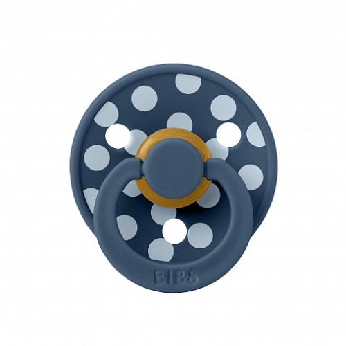Пустышка латексная BIBS Studio Colour - Polka - Baby Blue/Steel Blue, 6+ мес.