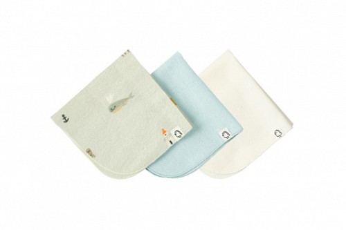 Платочки фланелевые BUBA KIDS, 3 шт., Бирюза/ сливочный
