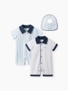 Комплект Happy Baby: боди (2шт), нагрудный фартук (blue (stripe), 74, 90156-0)